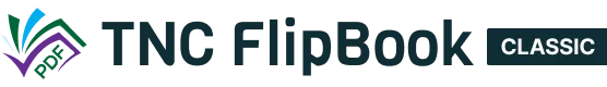 TNO FlipBook Classic logo: teal wordmark with a blue-purple-green abstract icon and a CLASSIC badge on the right